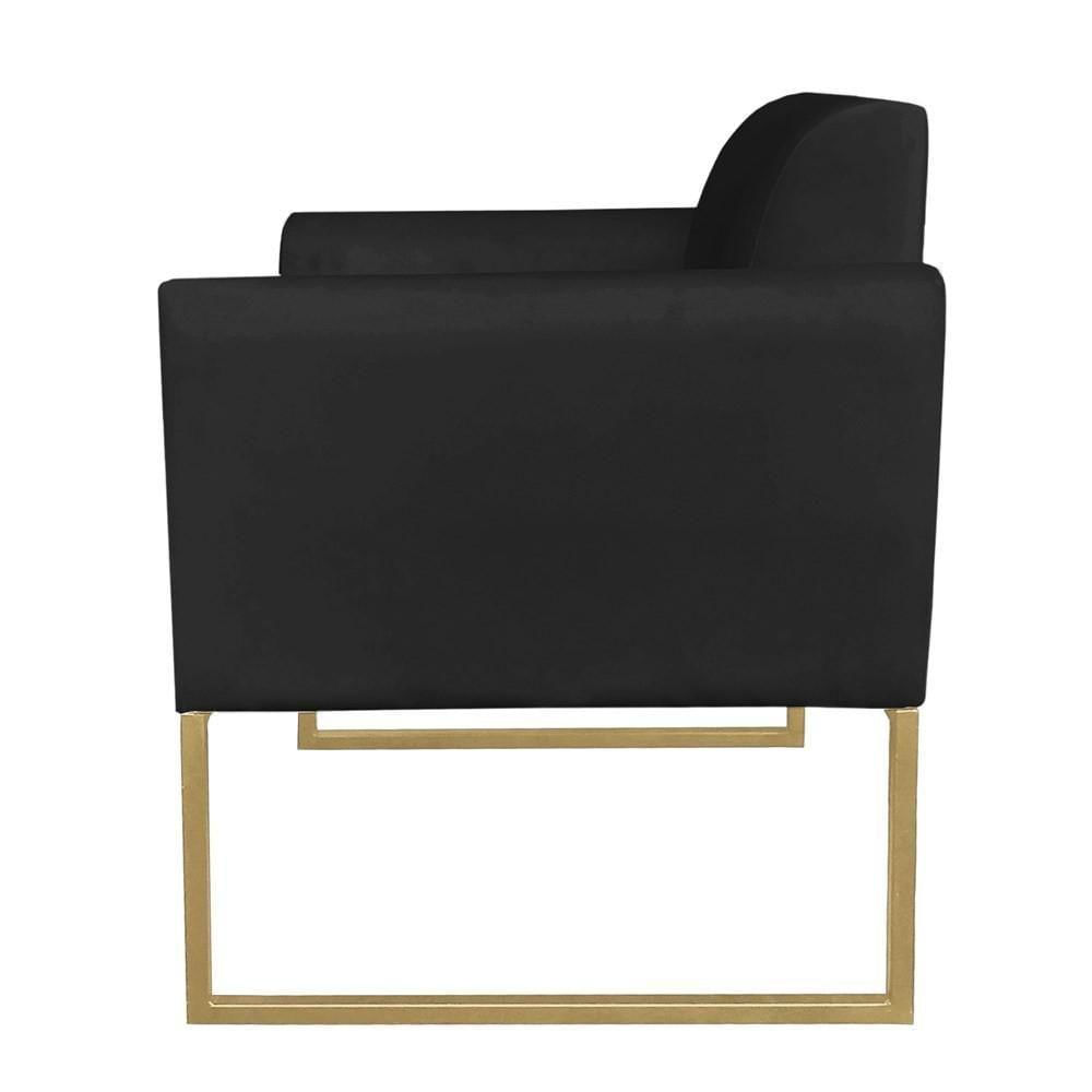 Miniatura Poltrona Base Industrial Dourada Maressa S07 Suede Preto