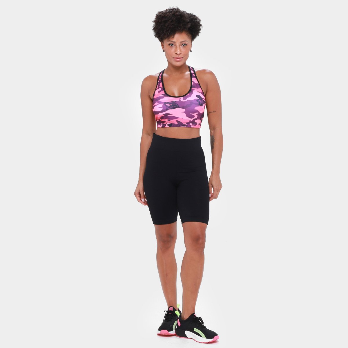 Miniatura Top Gonew Nadador Camuflado Preto+Rosa - GG