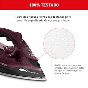 Ferro de Passar a Vapor Arno Ultragliss com Spray e Base Durilium Airglide - Vinho 110V