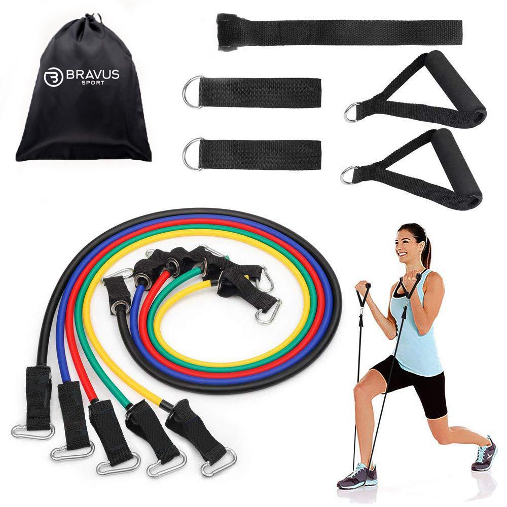 Miniatura Kit Elástico Extensor Tubing Pro 11 Peças Bravus Sport 1,20 - Kit - Média