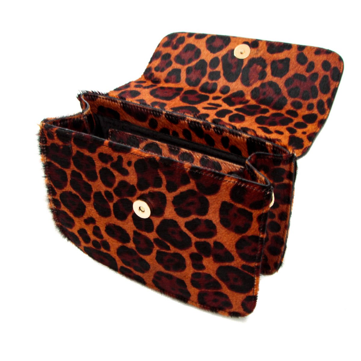 Miniatura Bolsa Couro Cecconello Mini Bag Animal Print Onça Feminina Preto