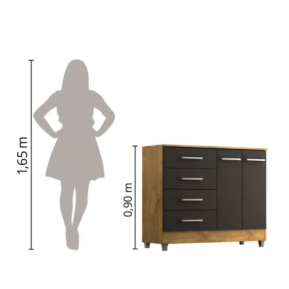 Miniatura Cômoda Sapateira Gisele 2 Portas 4 Gavetas Castanho/Onix