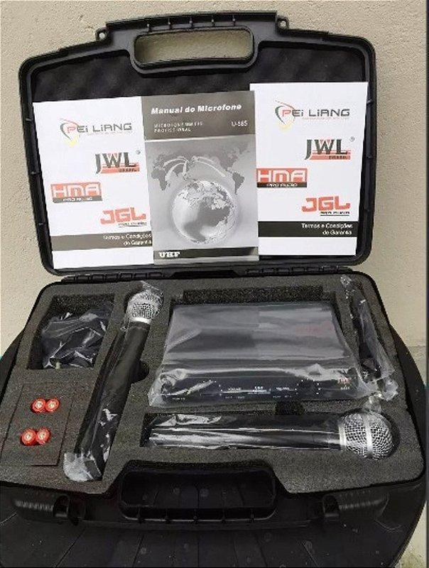 Caixa Ativa Wls Z15 500W Rms Usb Bt + 2 Mic S/ Fio + Tripé