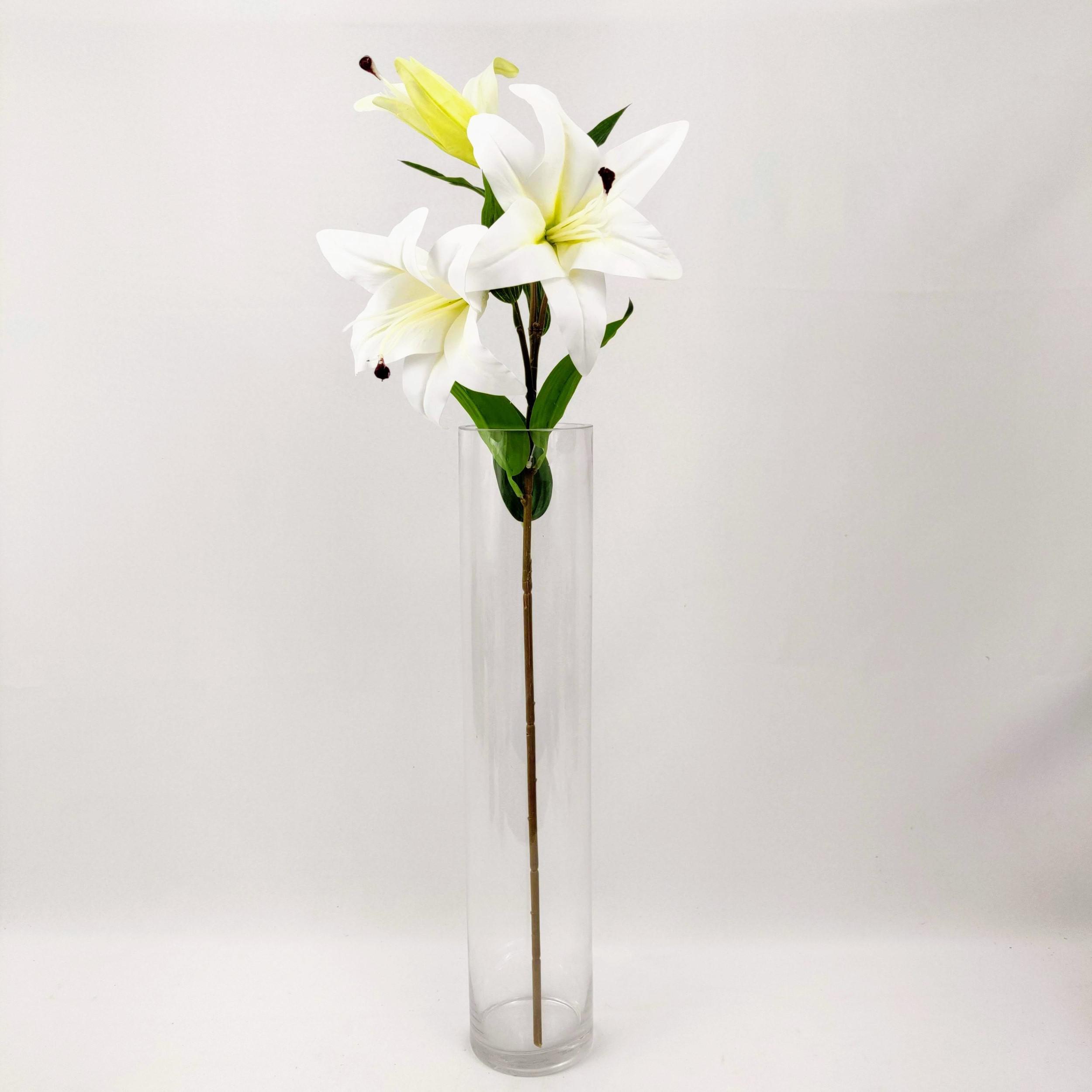 Miniatura Lirio Branco Planta Artificial Permanente 95X16Cm Toque Real