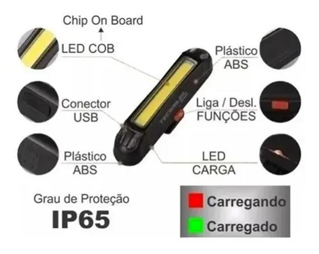 Sinalizador Bike Bicicleta Usb Recarregável