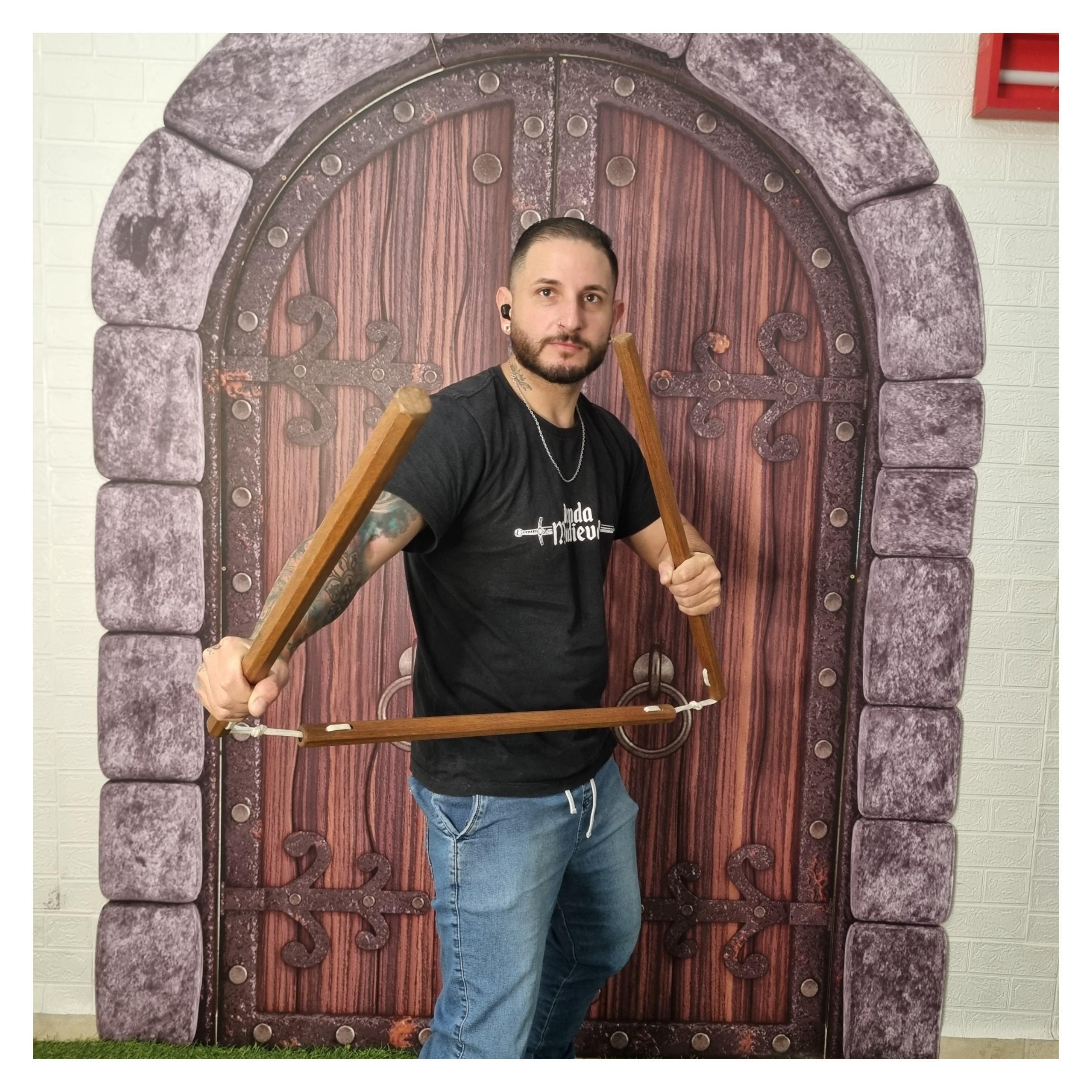 Miniatura Bastão Articulado 3 Partes San Ti Quan Madeira Para Treino