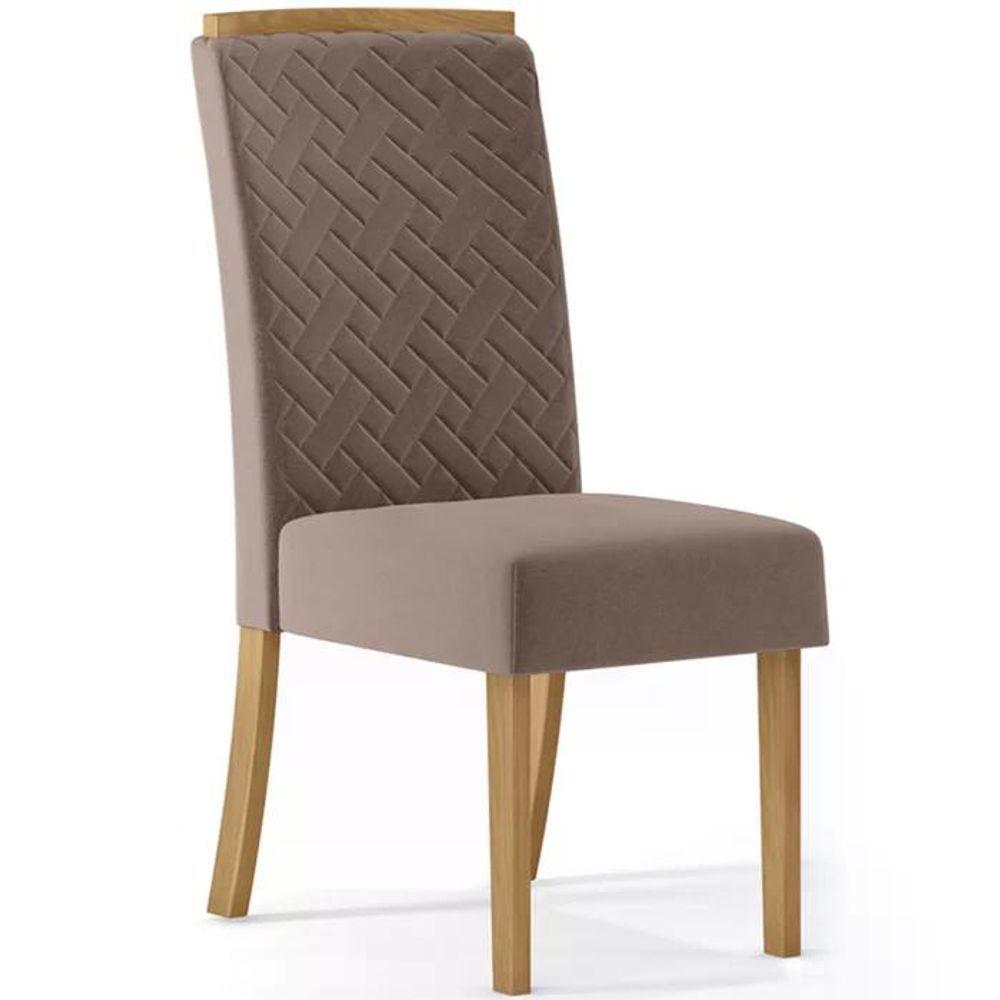 Kit 2 Cadeiras Estofadas Si24 Veludo Nature Marrom Amendoa