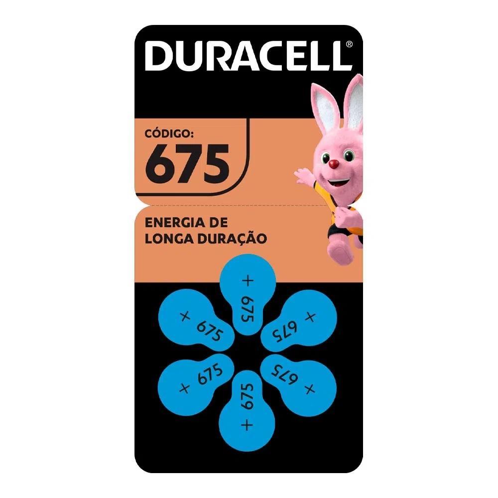 Miniatura Pilha Auditiva 675 Duracell Longa Duração C/12