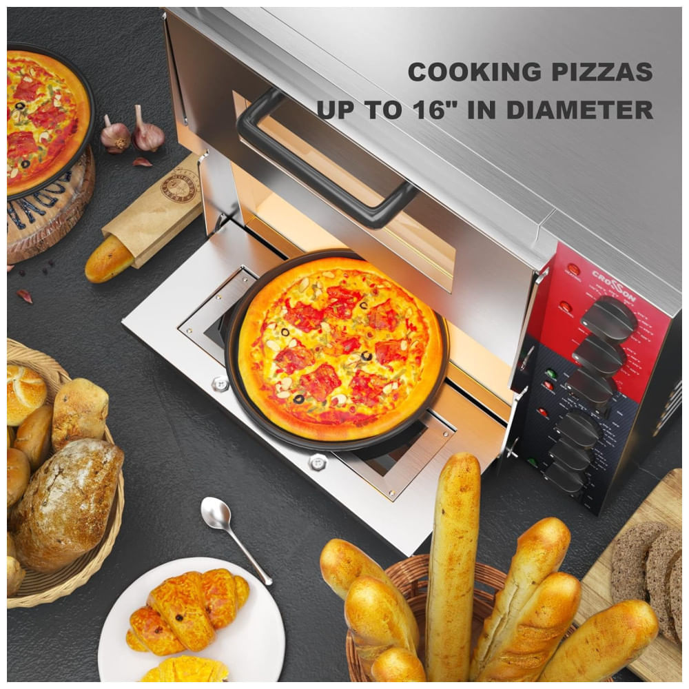 Miniatura Forno Elétrico de Pizza de Bancada de 8kg com Máquina de 7 Rolos de Hot Dog e Duplo Deck Comercial,Crosson.