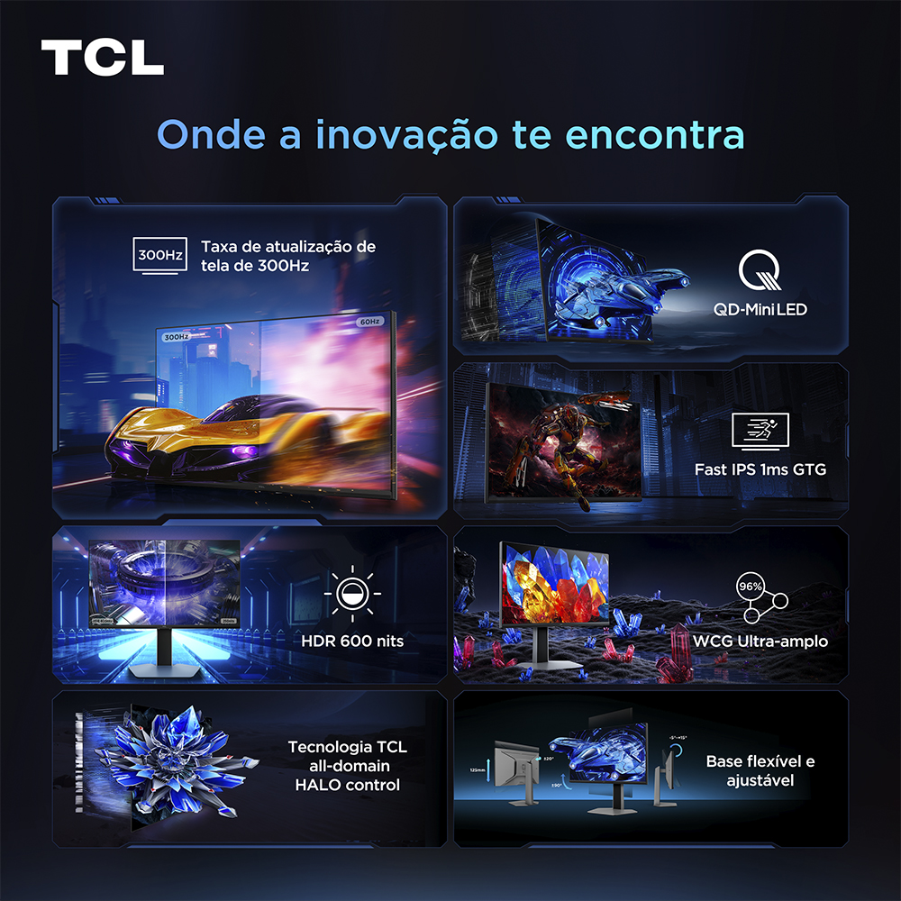 Monitor Gamer TCL 25" QD Mini LED Full HD 300Hz 2 HDMI HDR600 25G64