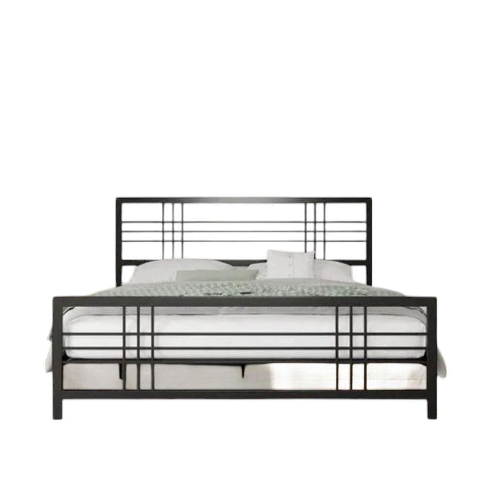 Miniatura Cama Casal Com Cabeceira Robusta Aço Ferro Metal Tamanho Queen 158x198 Cor Preto Mobbili Ca-04
