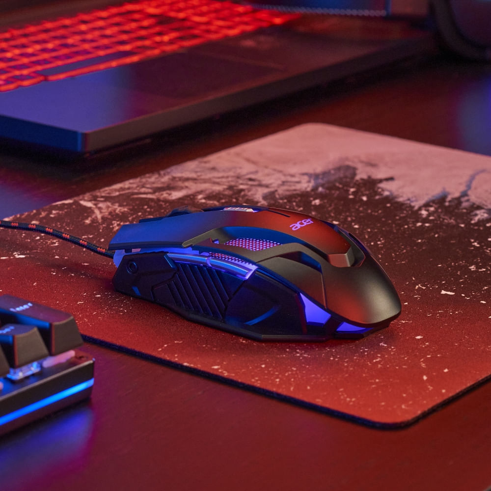 Miniatura Mouse Gamer Óptico Acer Nitro NMW200 Gen 2LED Retroiluminado em 7 cores 6 botões 7200 DPI 125 MHz USB