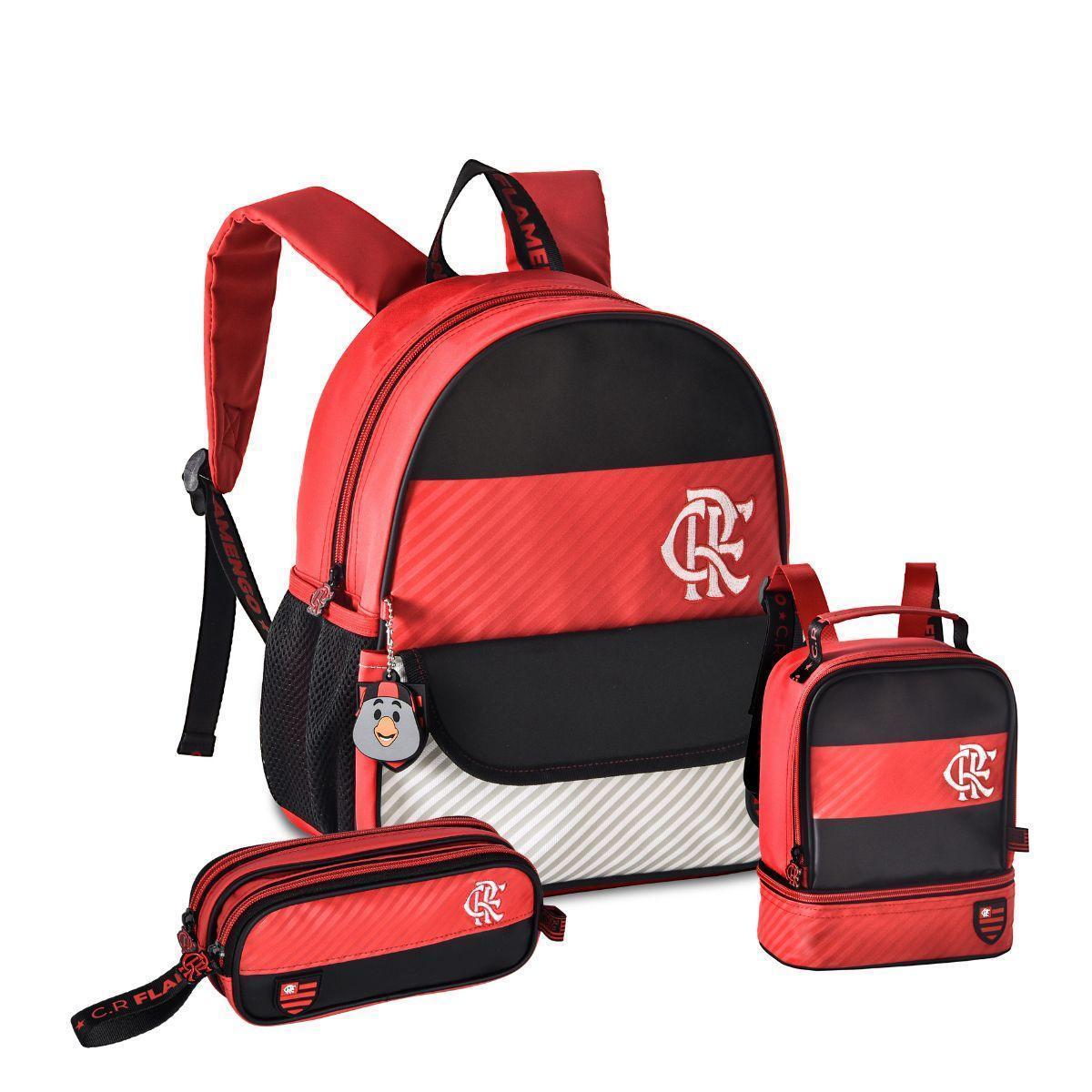 Miniatura Kit Mochila Costas Flamengo Com Lancheira Estojo - Vermelho