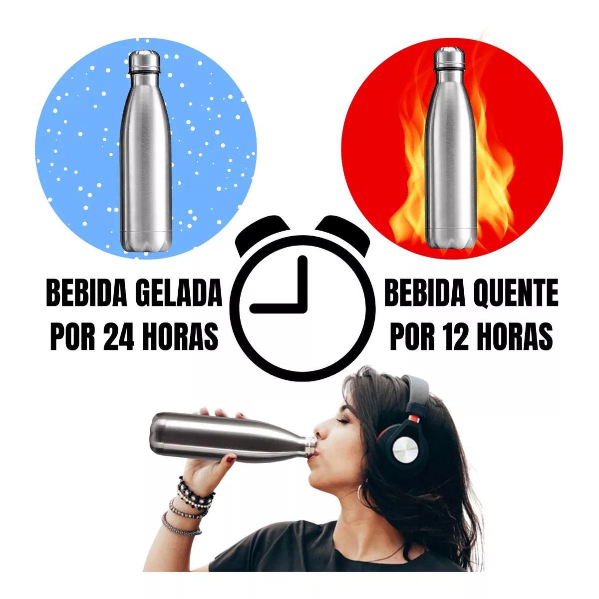 Garrafa Térmica Aço Inox Água Gelada Garantida Por 24 Horas