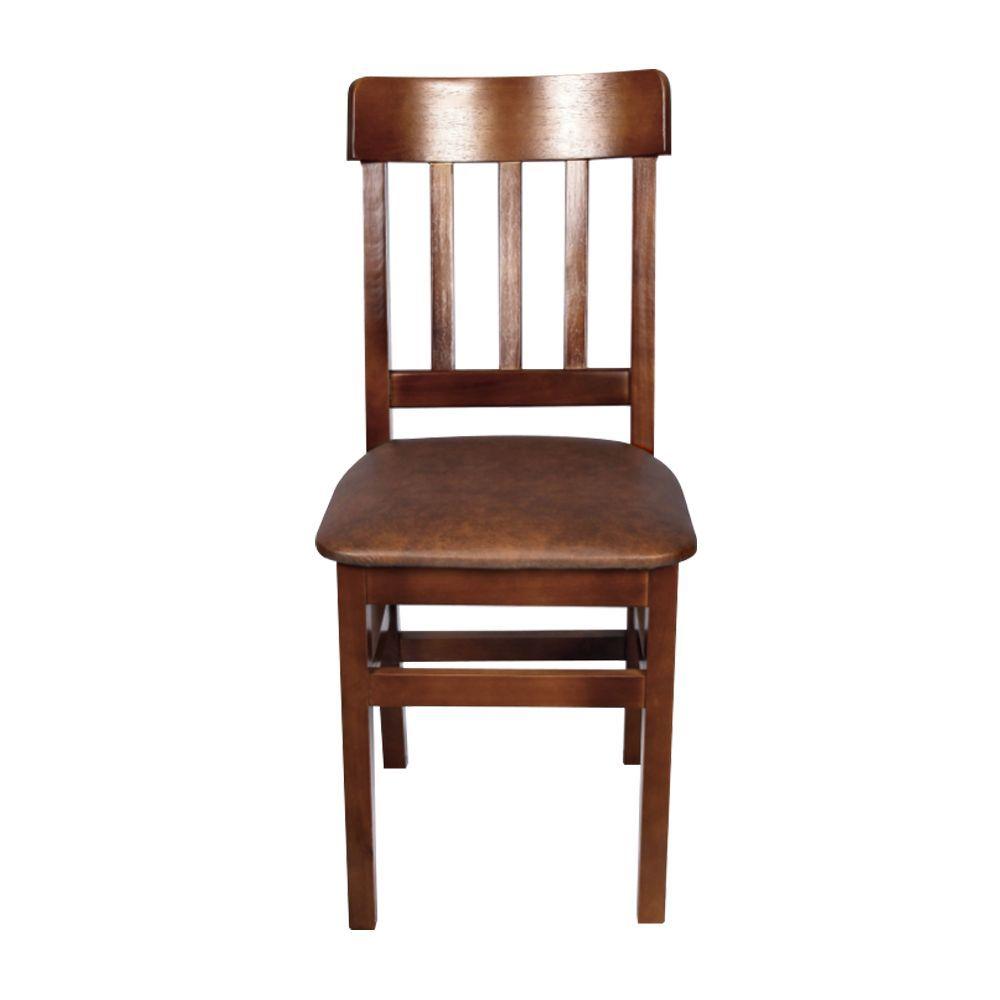 Miniatura Kit 4 Cadeiras Fixas Mineira Imbuia Em Madeira Maciça Estofadas Marrom Para Restaurantes Marrom