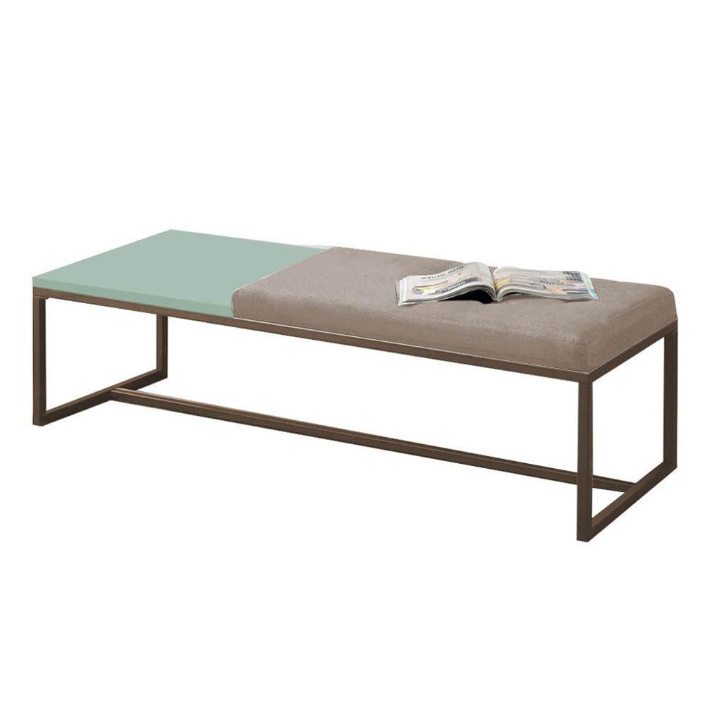 Miniatura Calçadeira Recamier Londres 195cm Marrom Suede Bege Mdf Verde - Ahazzo Móveis