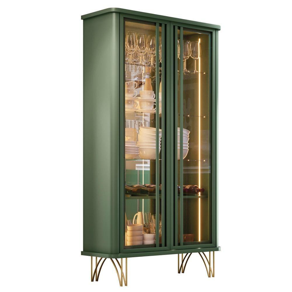 Miniatura Sala De Jantar Com Cristaleira évora E Balcão Buffet Bevenuto Verde Pistache - Hb Móveis Verde Pistache