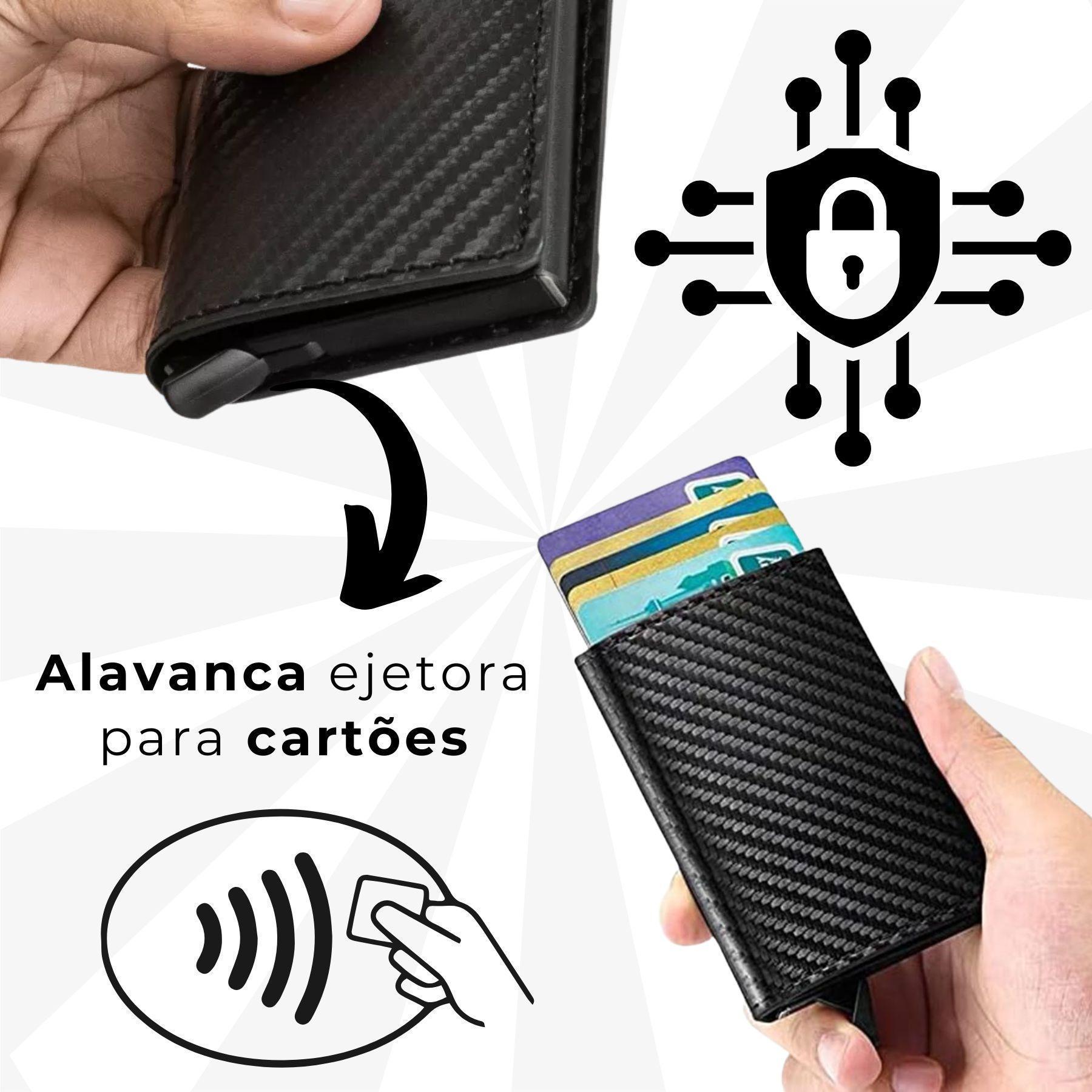 Miniatura Carteira Antifurto Fina Sistema Rfid Segurança Luxo Premium