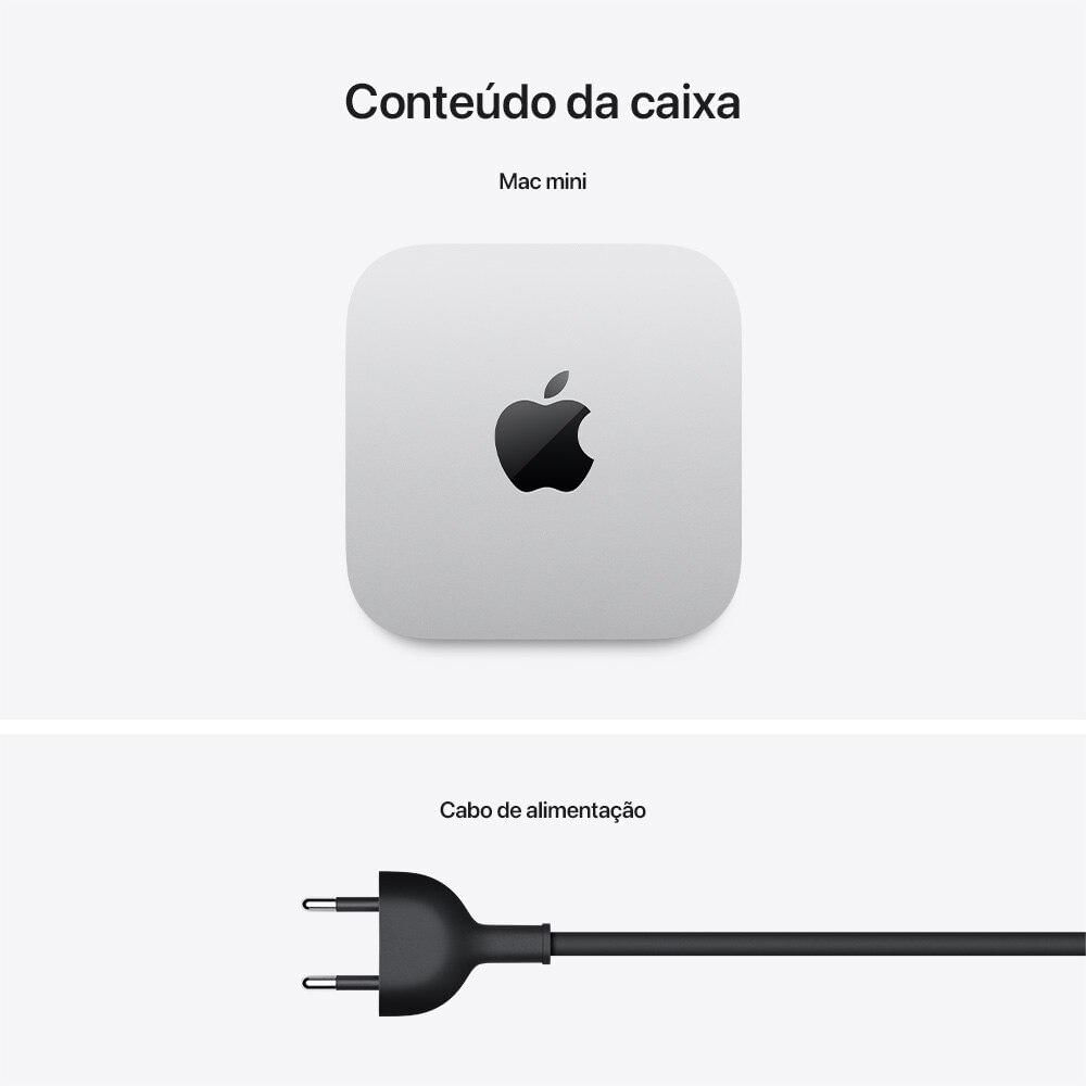 Mac mini (Chip M4 da Apple com CPU de 10 núcleos e GPU de 10 núcleos, de 512 GB SSD) - Prateado