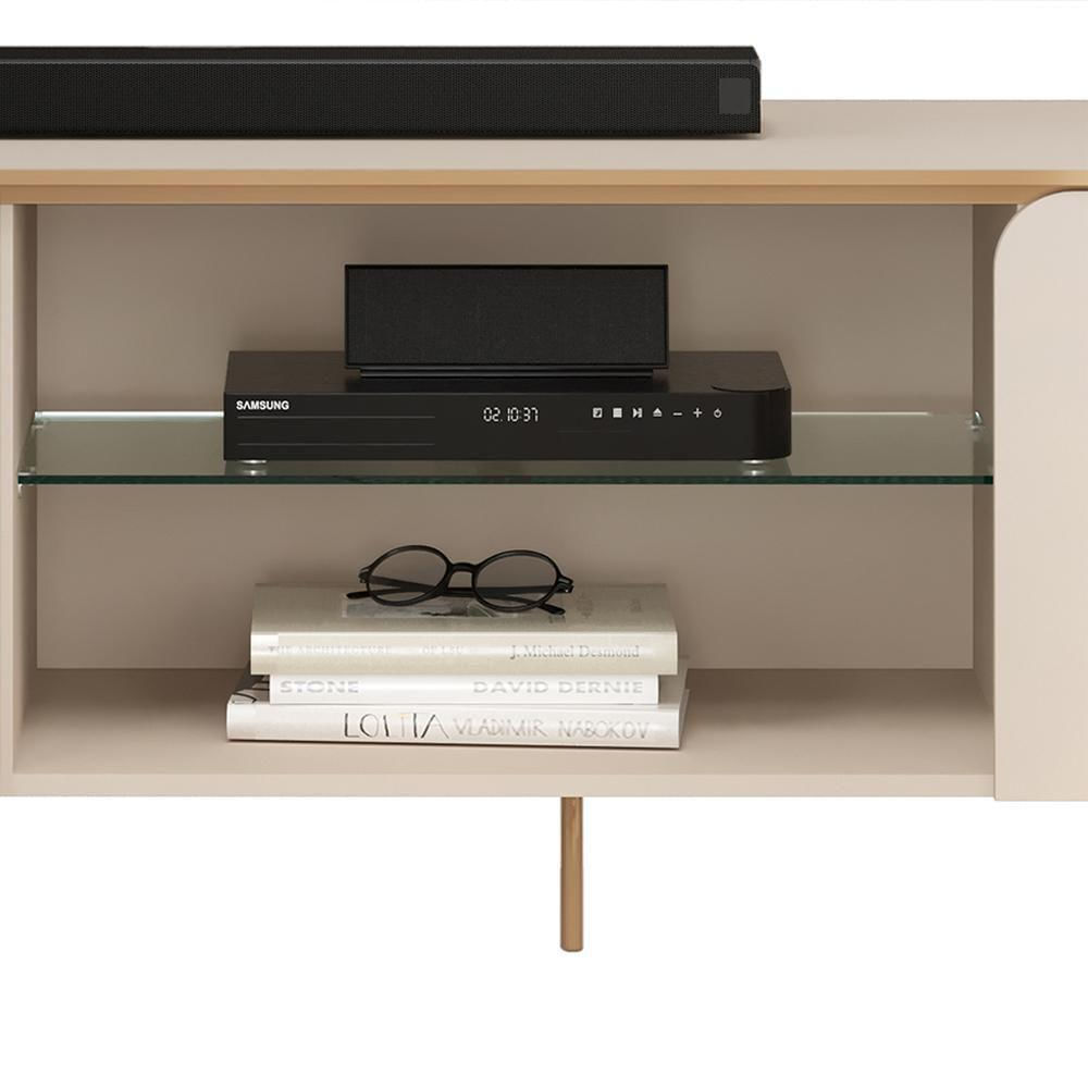 Miniatura Rack Bancada Tv 75 Pol 241 Cm Mdf Ariana Off White Dj Moveis Off White