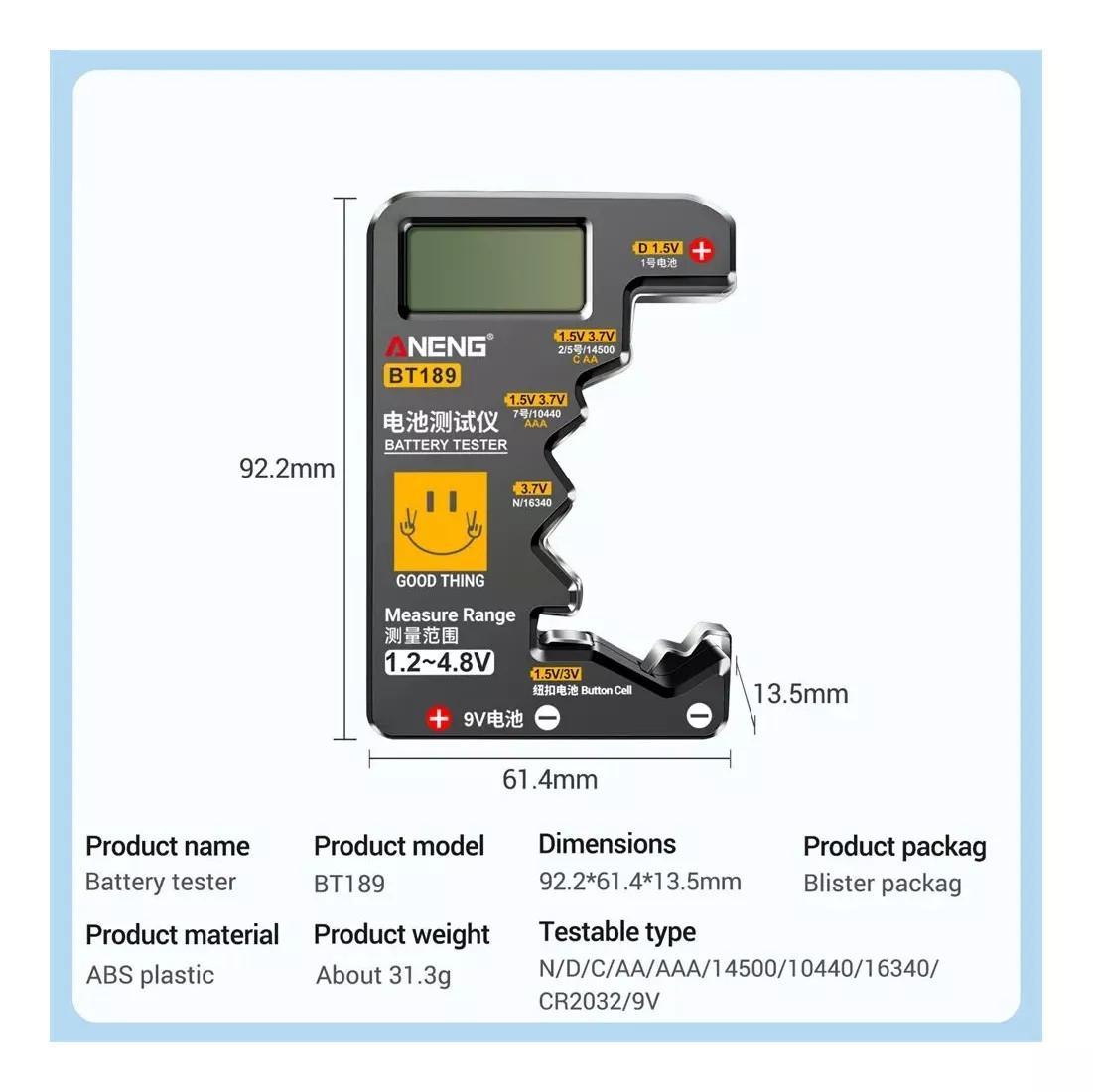 Miniatura Testador Medidor Pilhas Baterias Digital Aaa Aa 9V Cr123A