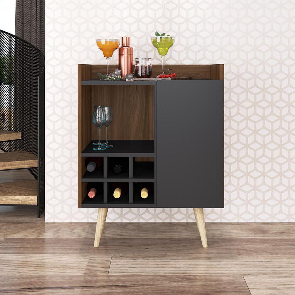 Miniatura Aparador Com Adega Preto E Madeirado