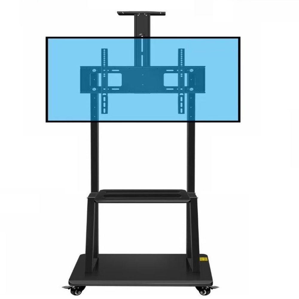 Miniatura Suporte Para Tv Pedestal Com Prateleira Rodinhas Estante De Chao Para Monitor Televisao Ajustavel Universal