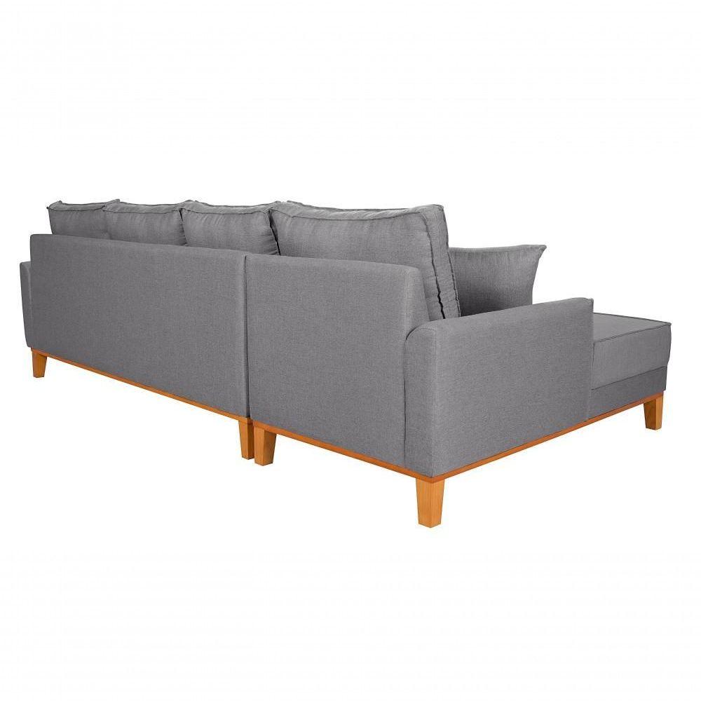 Miniatura Sofá Living 4 Lugares Beny Com Chaise Lado Esquerdo Linho Império Cinza Claro 185