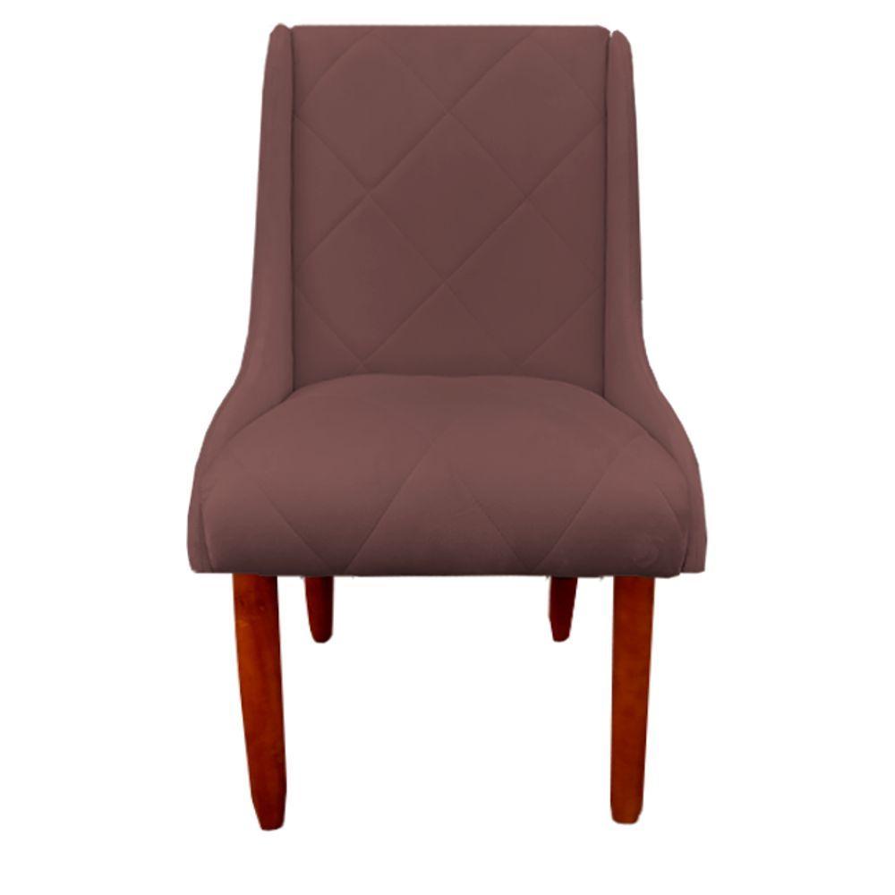 Miniatura Kit 06 Cadeiras Para Sala De Jantar Pés Palito Veludo Rosê