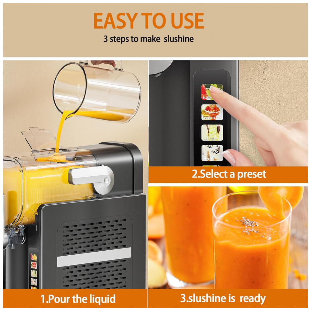 Miniatura Máquina de Frozen 1,6L DOMEM com Tela Sensível ao Toque - Faça Milkshakes, Margaritas Congeladas, Frapps, Sorvetes, Smoothies e Slush em Casa!