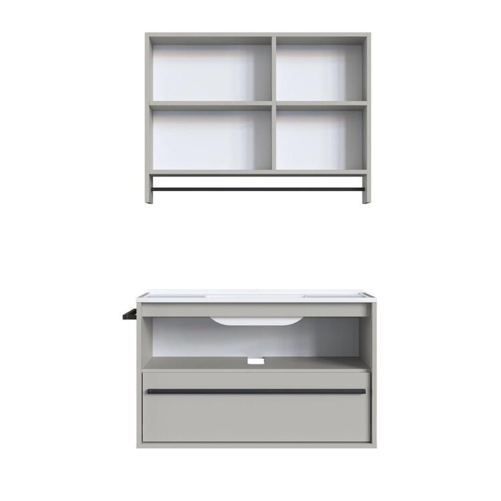 Miniatura Conjunto para Banheiro Gabinete Suspenso 80cm com Toalheiro Lavatorio e Espelheira Cj8030.20 Arenas