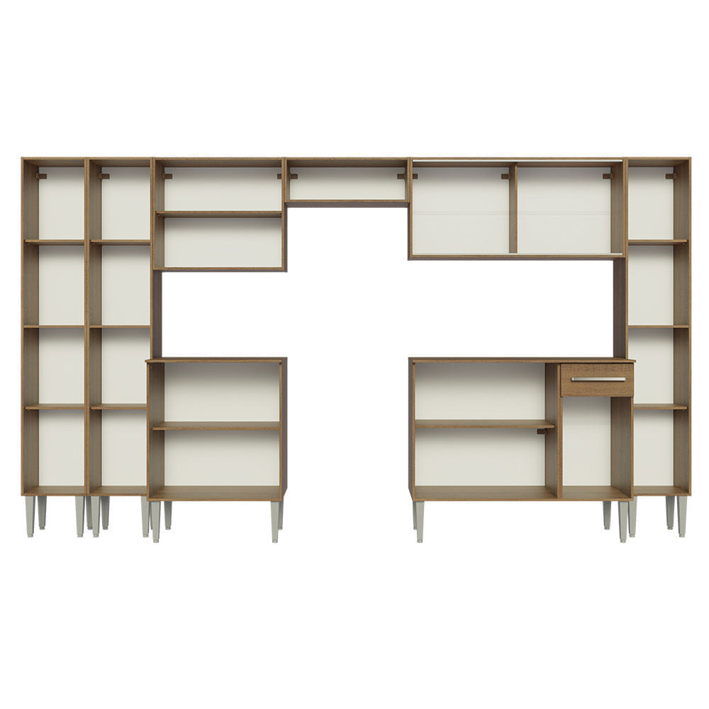 Armário de Cozinha Completa 325cm Rustic Emilly Madesa 04 Cor:Rustic