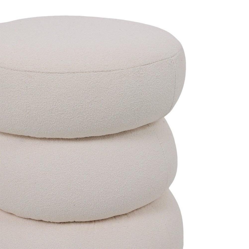 Miniatura Puff para Sala de Estar Bouclê Alma Off White