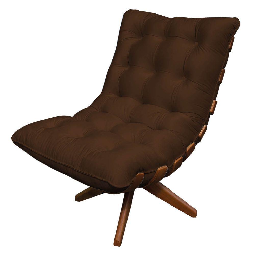 Miniatura Combo Poltrona Costela E Puff Costela Base Giratória Marrom