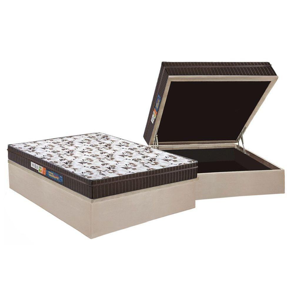 Miniatura Cama Box Baú Casal: Colchão Ortopédico Polar D28 / Ep Orthoface Class + Base Clean(138X188)