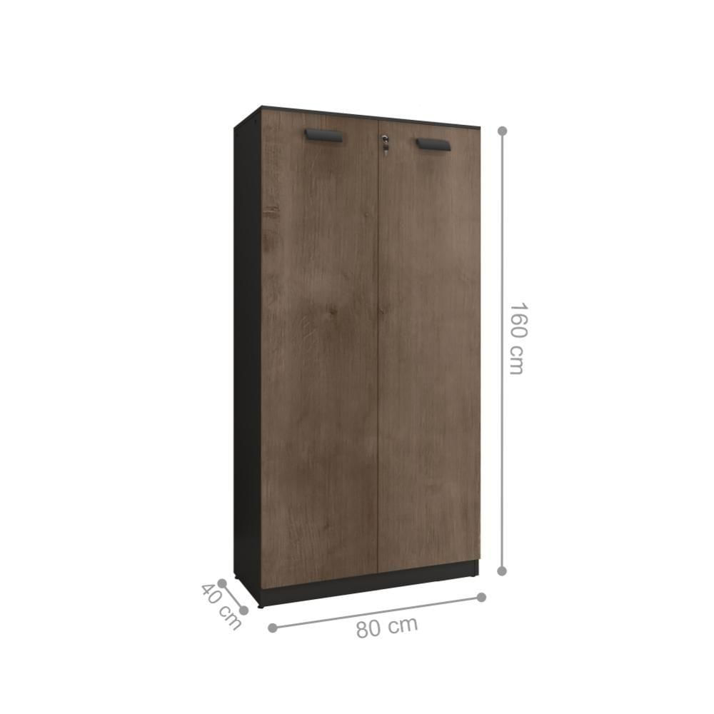 Miniatura Armário Alto Com 2 Portas Fechado Para Escritório - Castanho Castanho