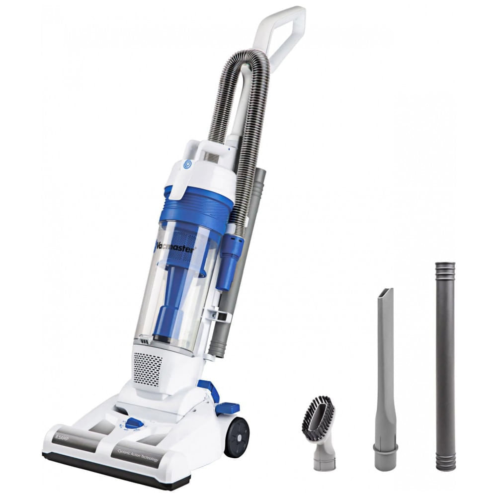 Miniatura Aspirador de Pó Portátil sem Saco para Piso Duro e Pelos de Pet, 110V 600W, Vacmaster UC0101, Branco e Azul