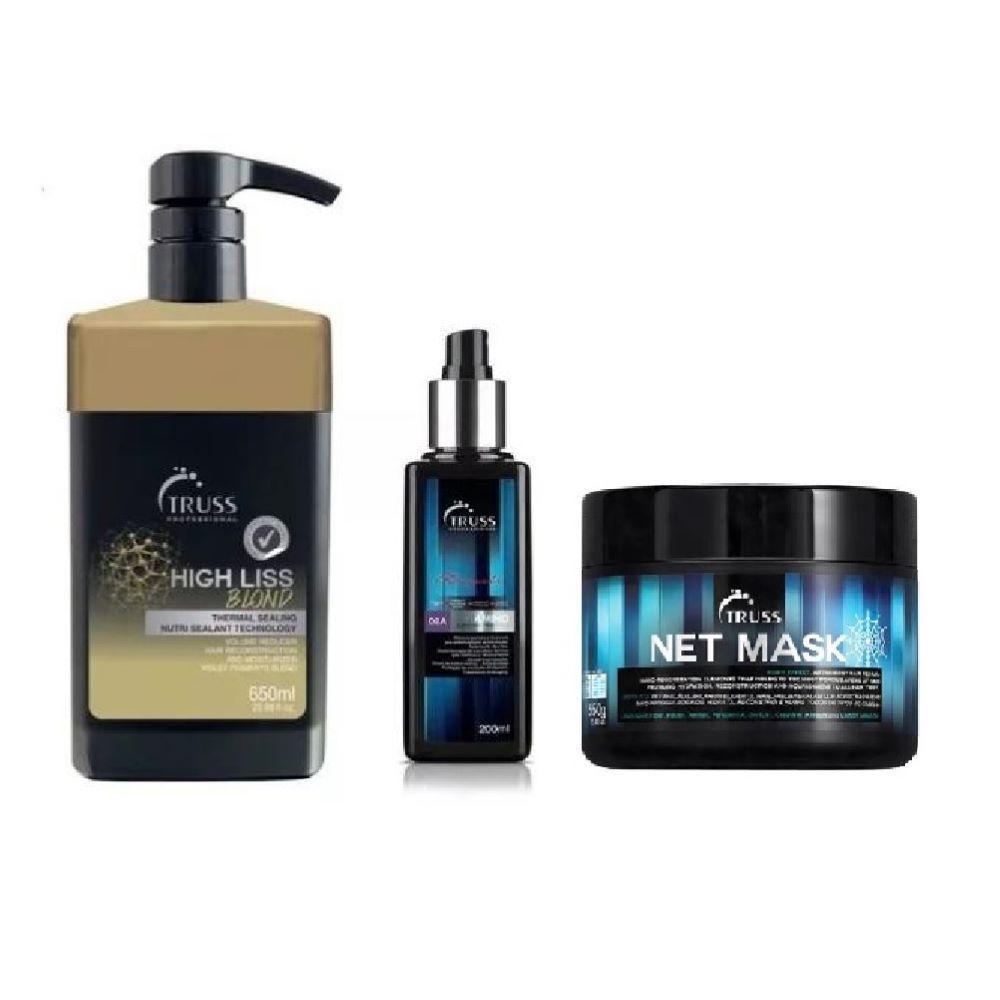 Miniatura Truss High Liss Blond Selagem Térmica E Net Mask E Amino