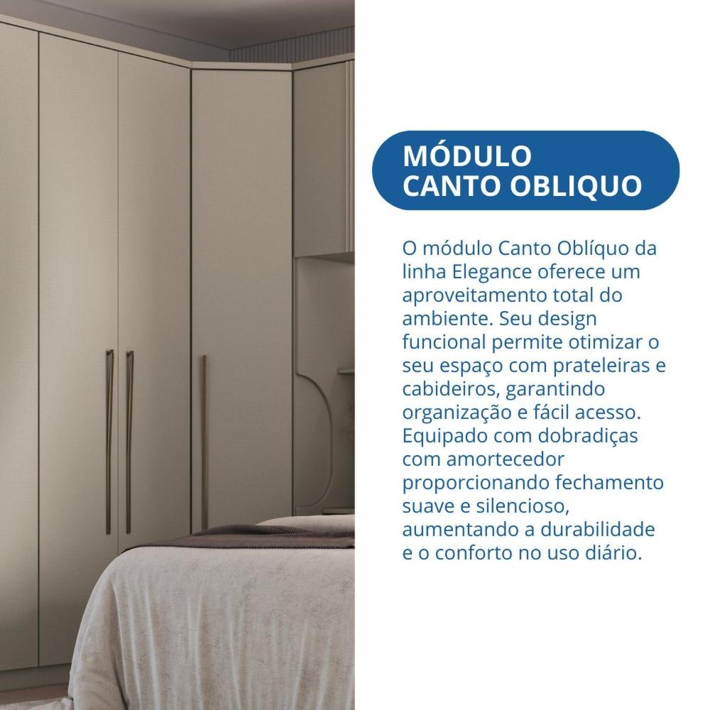 Módulo de Canto Oblíquo 1 Porta 3 Prateleiras Elegance Níquel