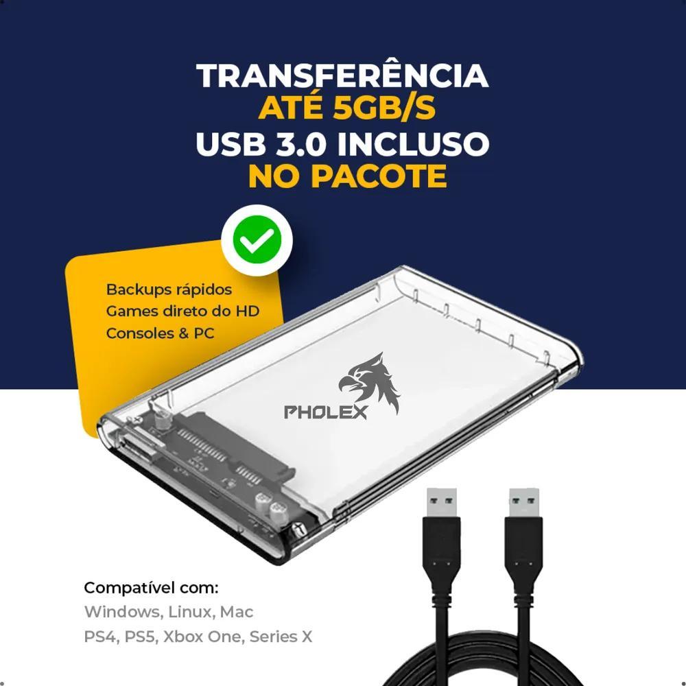 Case Hd Sata 2.5 Usb 3.0 Transparente: Velocidade E Proteção