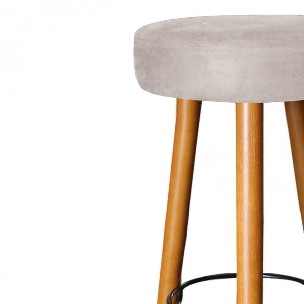 Miniatura Banqueta Alta Lia Para Cozinha Bar Balcão Bistrô Pé Palito Castanho Corino Bege
