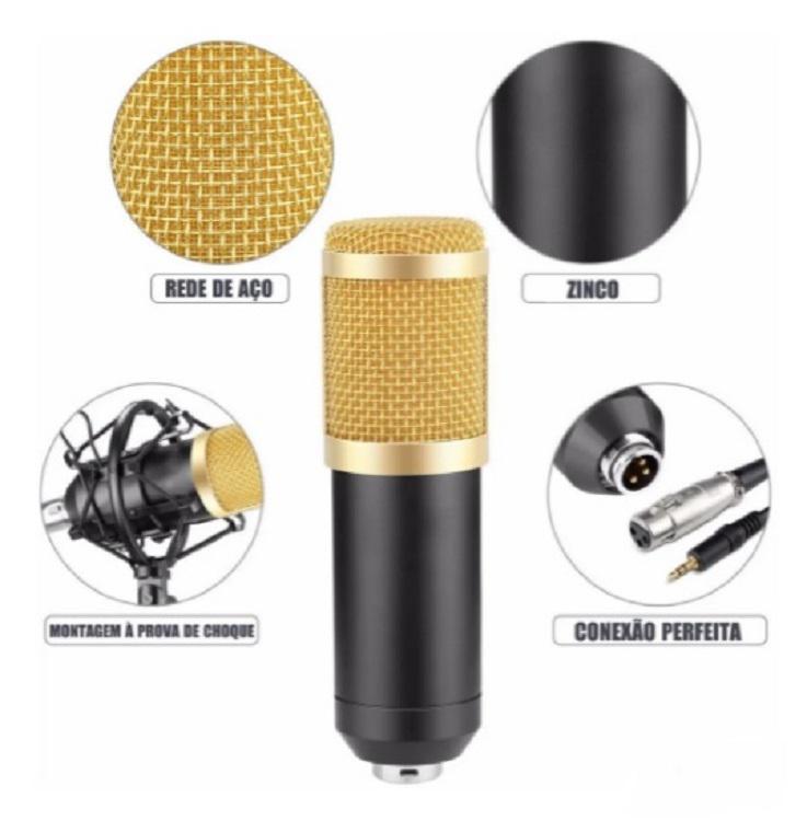 Miniatura Kit Estúdio Profissional Com Microfone Condensador E Shock M