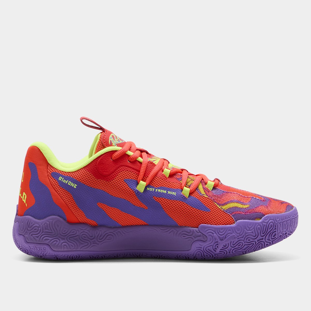 Miniatura Tênis Basquete Puma MB.03 Lo Lava Roxo+Vermelho - 38