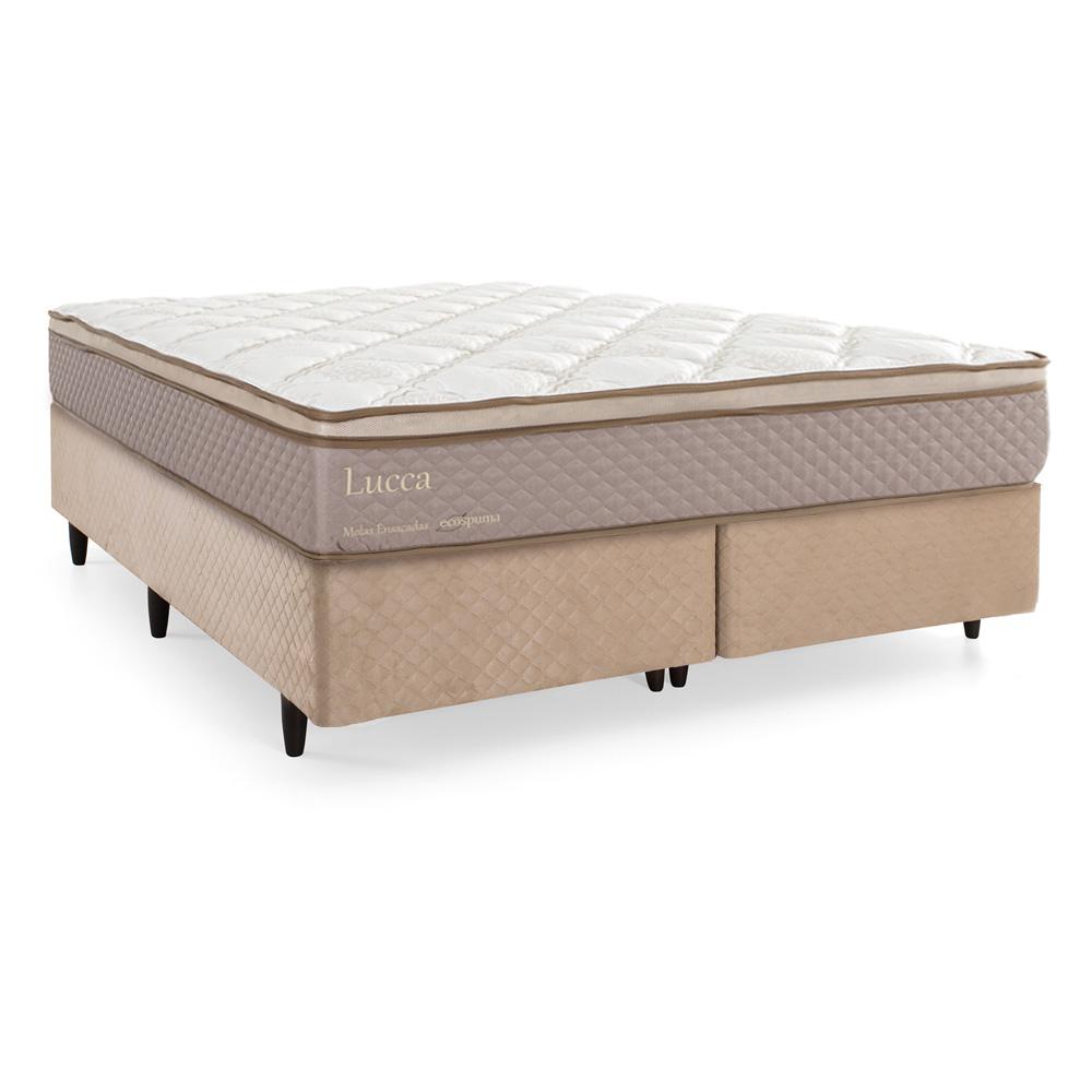 Miniatura Cama Box Queen Herval Lucca, 66x158x198 cm, Molas Ensacadas, Suede Bege