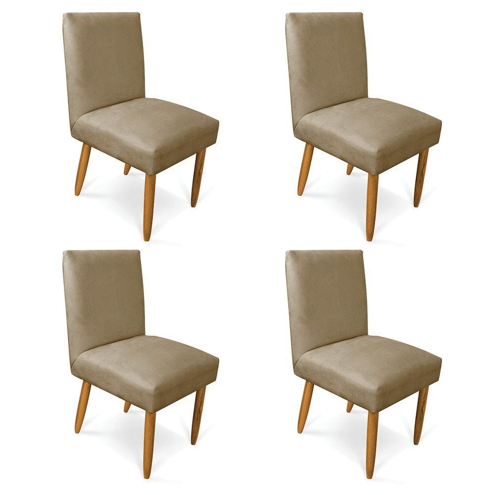 Miniatura Kit 4 Cadeiras De Jantar Carol Suede Marrom Rato Pés Palito Castanho - D'rossi