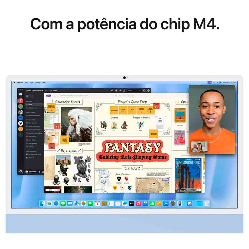 iMac 24", Tela Retina 4.5K Apple, Processador M4, (16GB RAM, SSD de 256GB) - Azul Bivolt