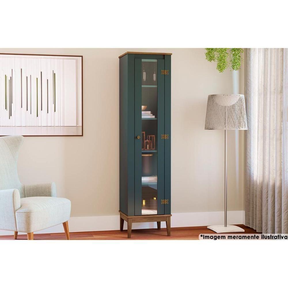 Miniatura Cristaleira Sala Jantar Mb 1017 1 Porta Freijo-petroleo - Movelbento