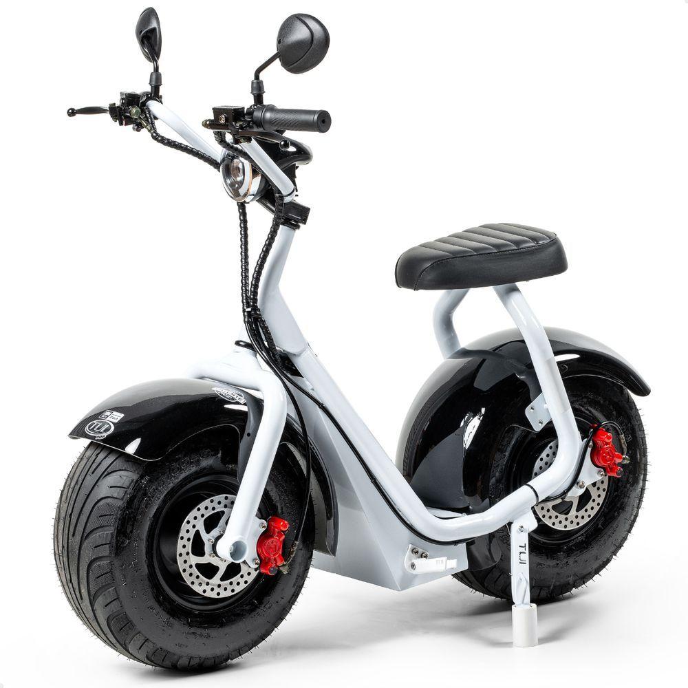 Miniatura Scooter Elétrica 1000w Tui Pop Moto Patinete Sem Cnh Branco-preto