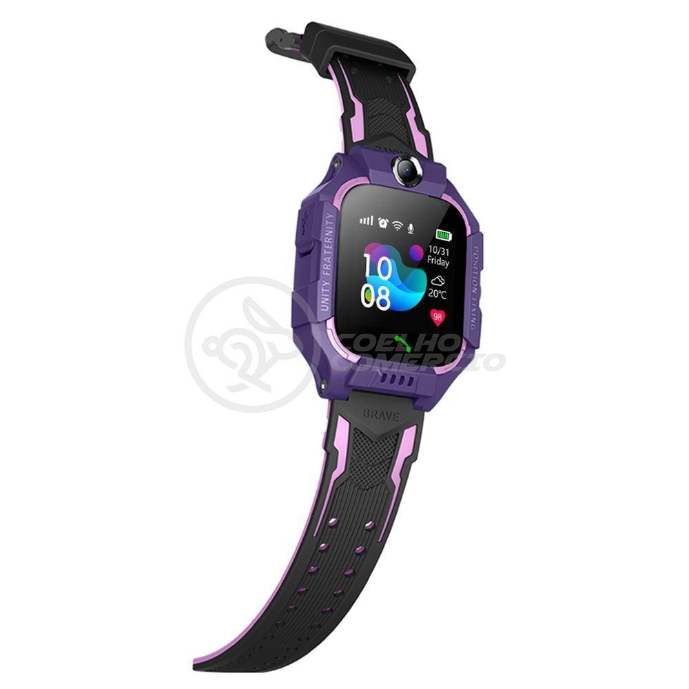 Miniatura Smartwatch Relógio Inteligente Infantil Criança Q12 - Roxo
