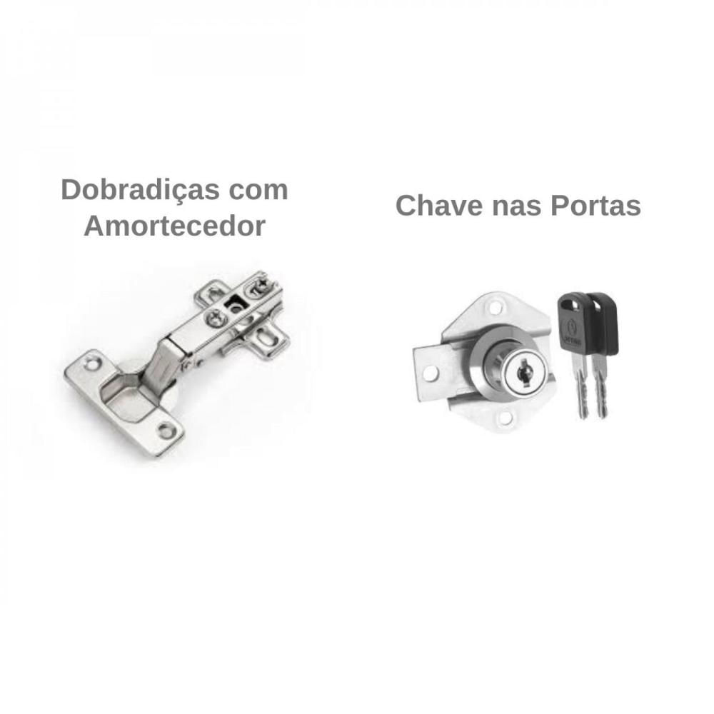 Armário Duplo Baixo para Escritório 4 Portas Corp 25 Bramov Móveis Preto/Branco